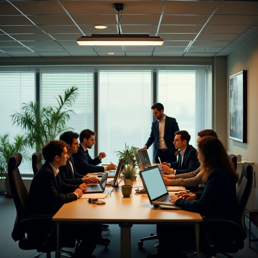 Equipo de economistas analizando datos